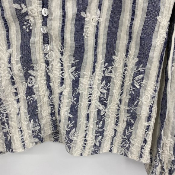 Misa Los Angeles Blue Striped Blouse Medium - Picture 2 of 8